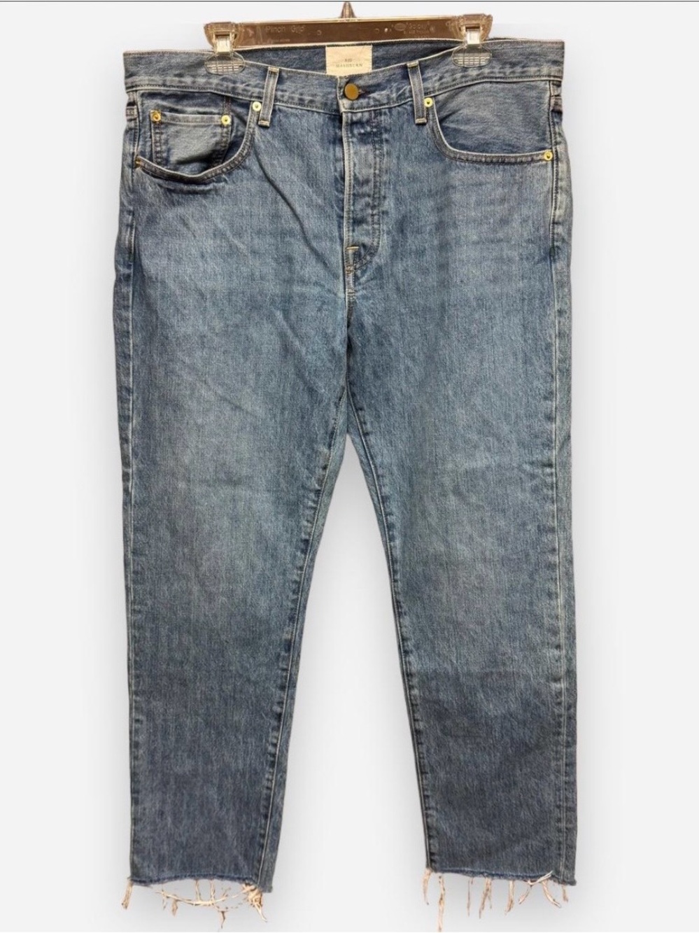 Sid Mashburn Men’s Button Fly Jeans with Distressed Cuffs